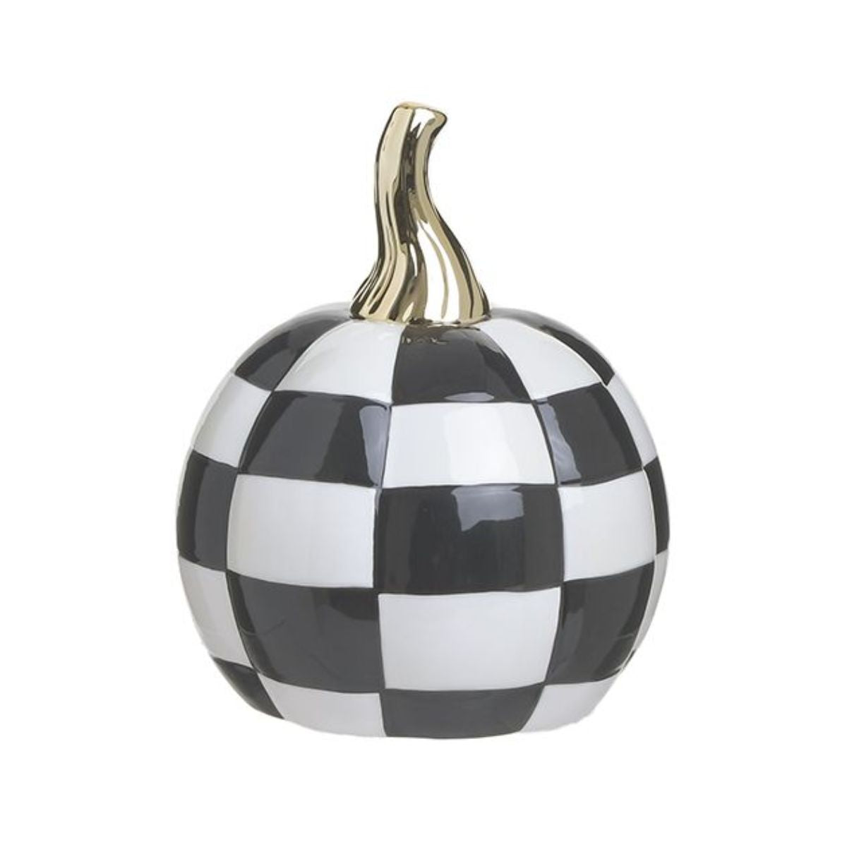 Decoratiune alb/negru din ceramica dovleac Φ14X18 Checkers Inart, 1, hectarul.ro