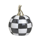 Hectarul - Decoratiune alb/negru din ceramica dovleac Φ14X18 Checkers Inart