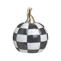 Decoratiune alb/negru din ceramica dovleac Φ14X18 Checkers Inart