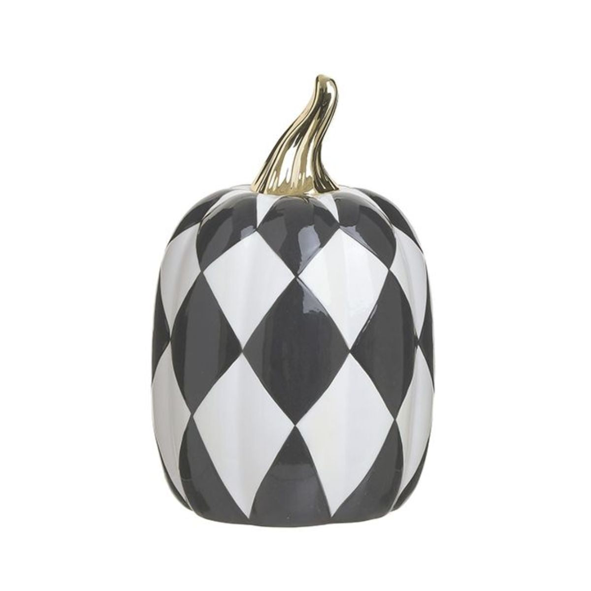 Decoratiune alb/negru din ceramica dovleac Checkers Φ13Χ21, 1, hectarul.ro