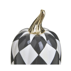 Decoratiune alb/negru din ceramica dovleac Checkers Φ13Χ21
