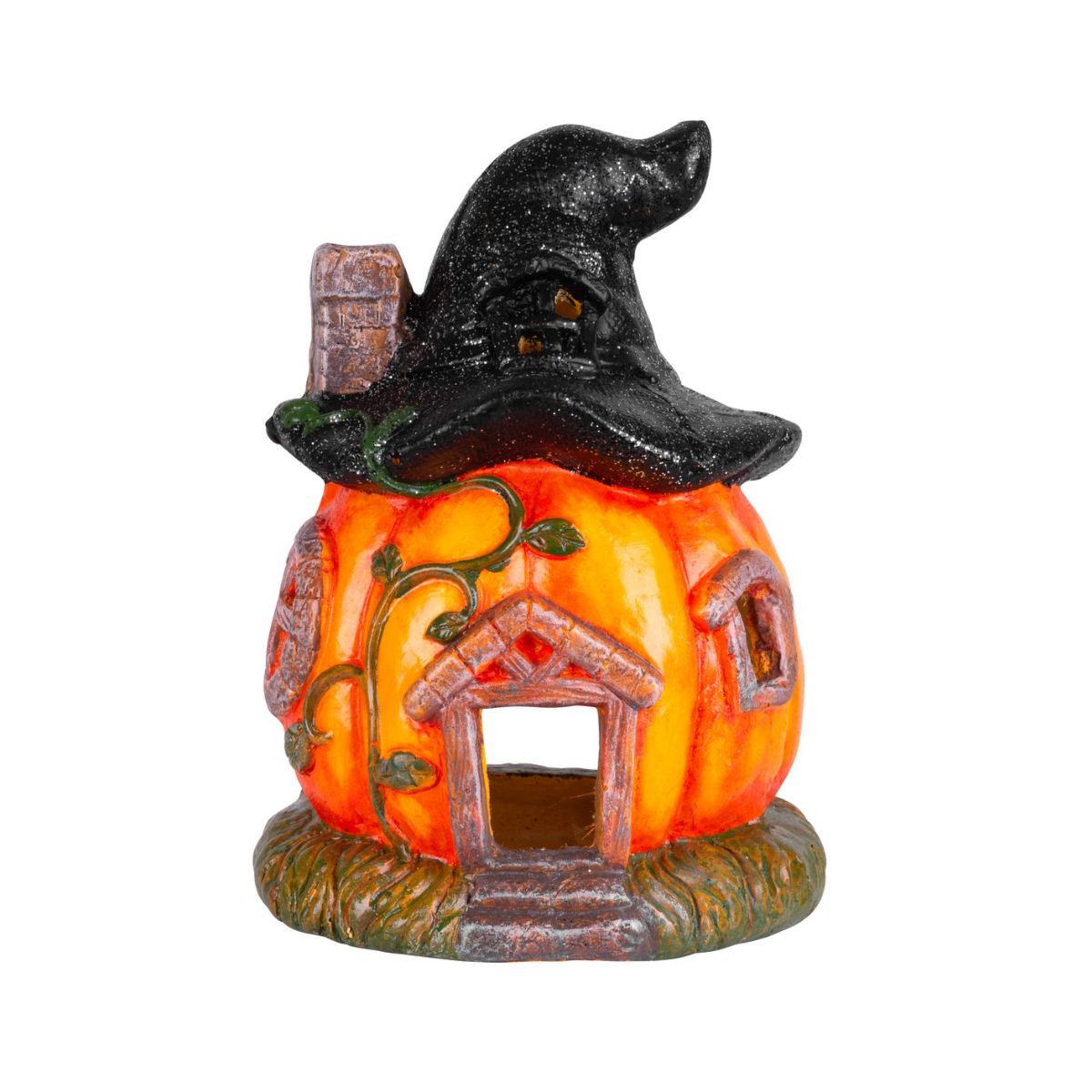 Decoratiune Casuta Dovleac cu palarie Xecco 2334, ceramica, 30.5 cm, 1, hectarul.ro