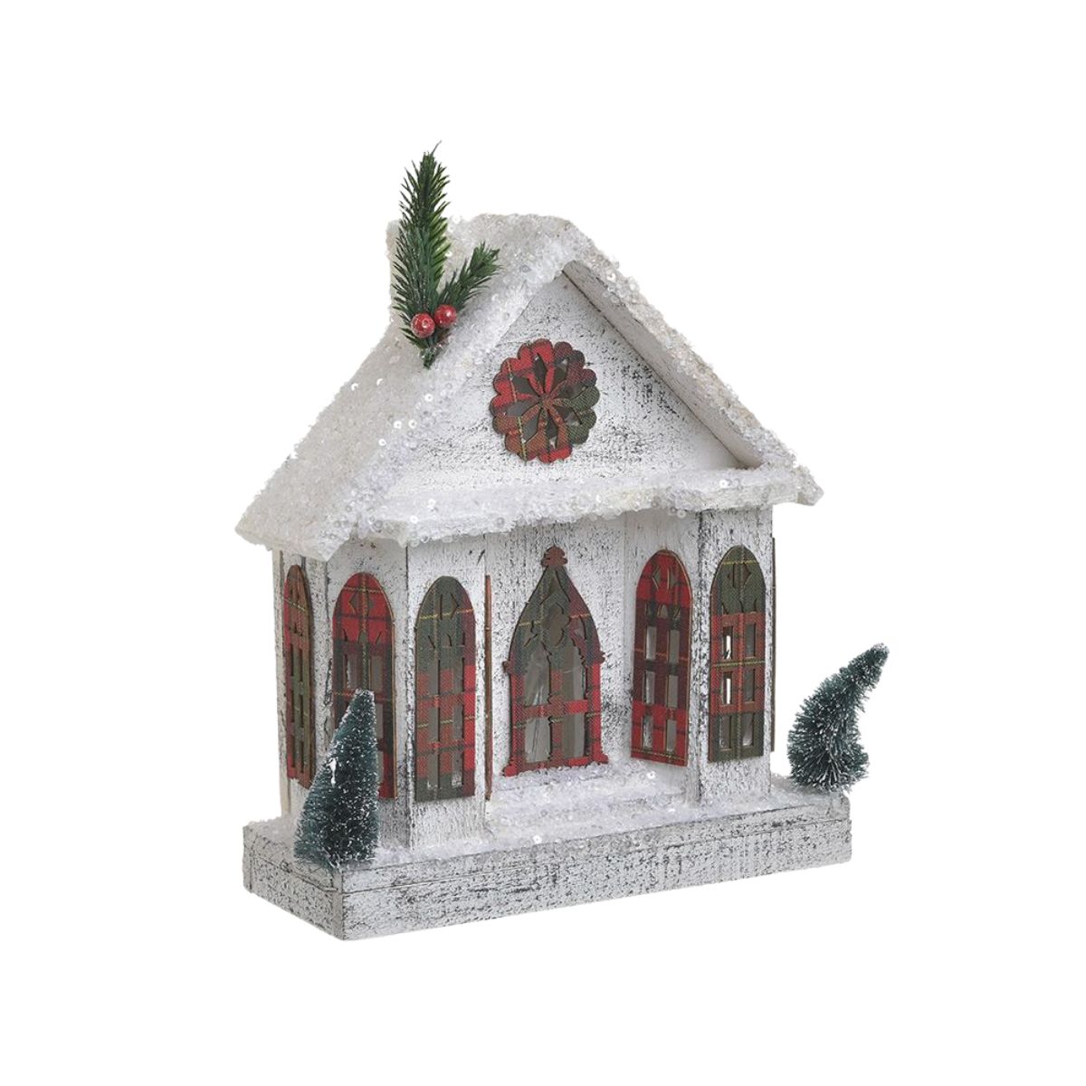 Decoratiune Casuta Lemn alb/natur 28x11x32 cm, 1, hectarul.ro