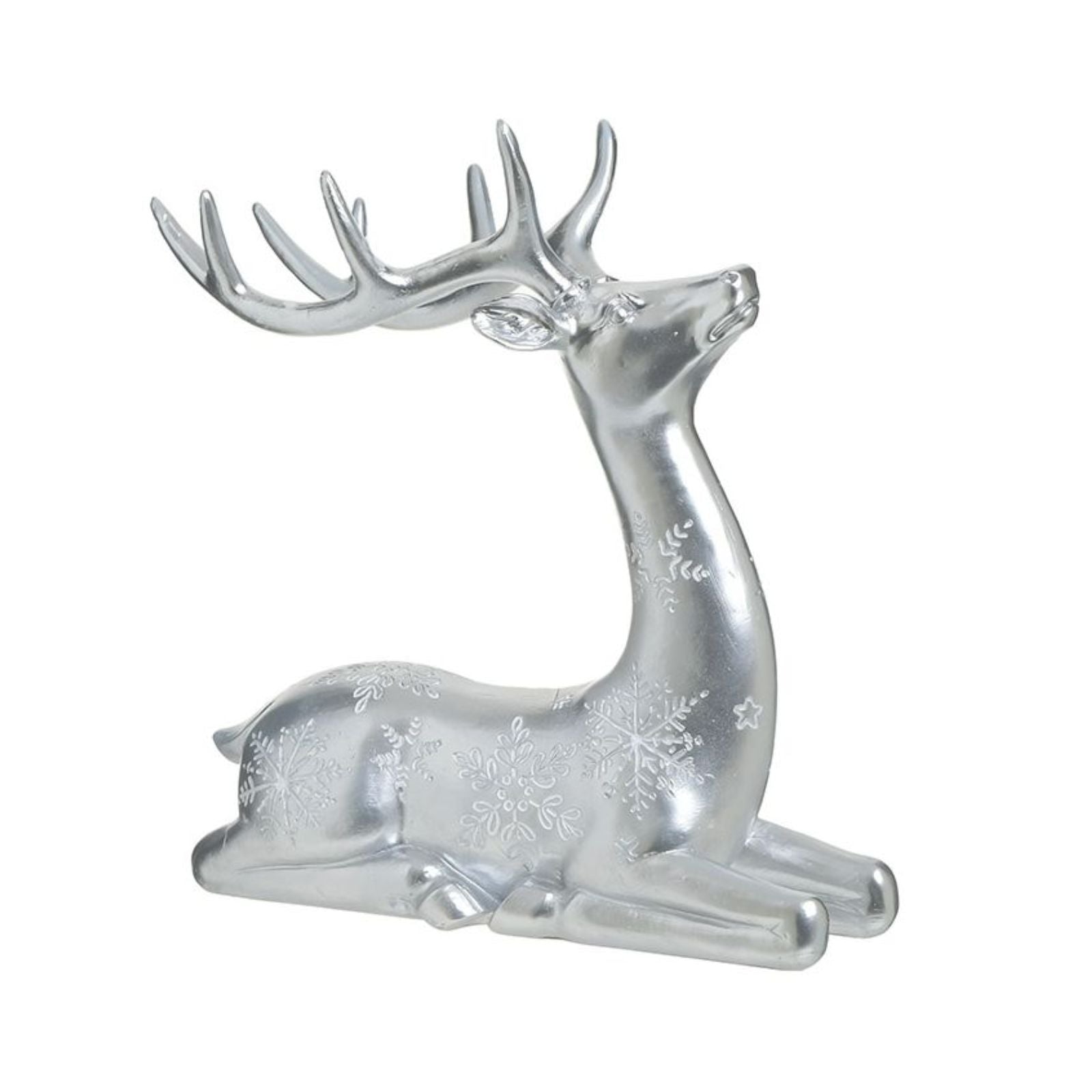 Decoratiune Craciun argintie din polirasina Ren 24 cm Inart, 1, hectarul.ro