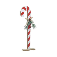 Decoratiune Craciun din lemn textil, cu led, Candy stick 41 cm Inart