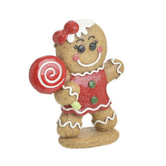 Decoratiune Craciun din polirasina Lollipop Gingerbread Man 13 cm Inart