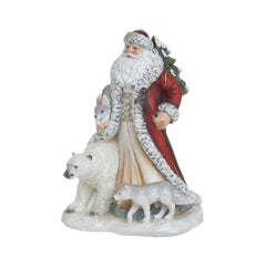 Decoratiune Craciun Mos Craciun 13x13x18 cm, alb/rosu, polirasina