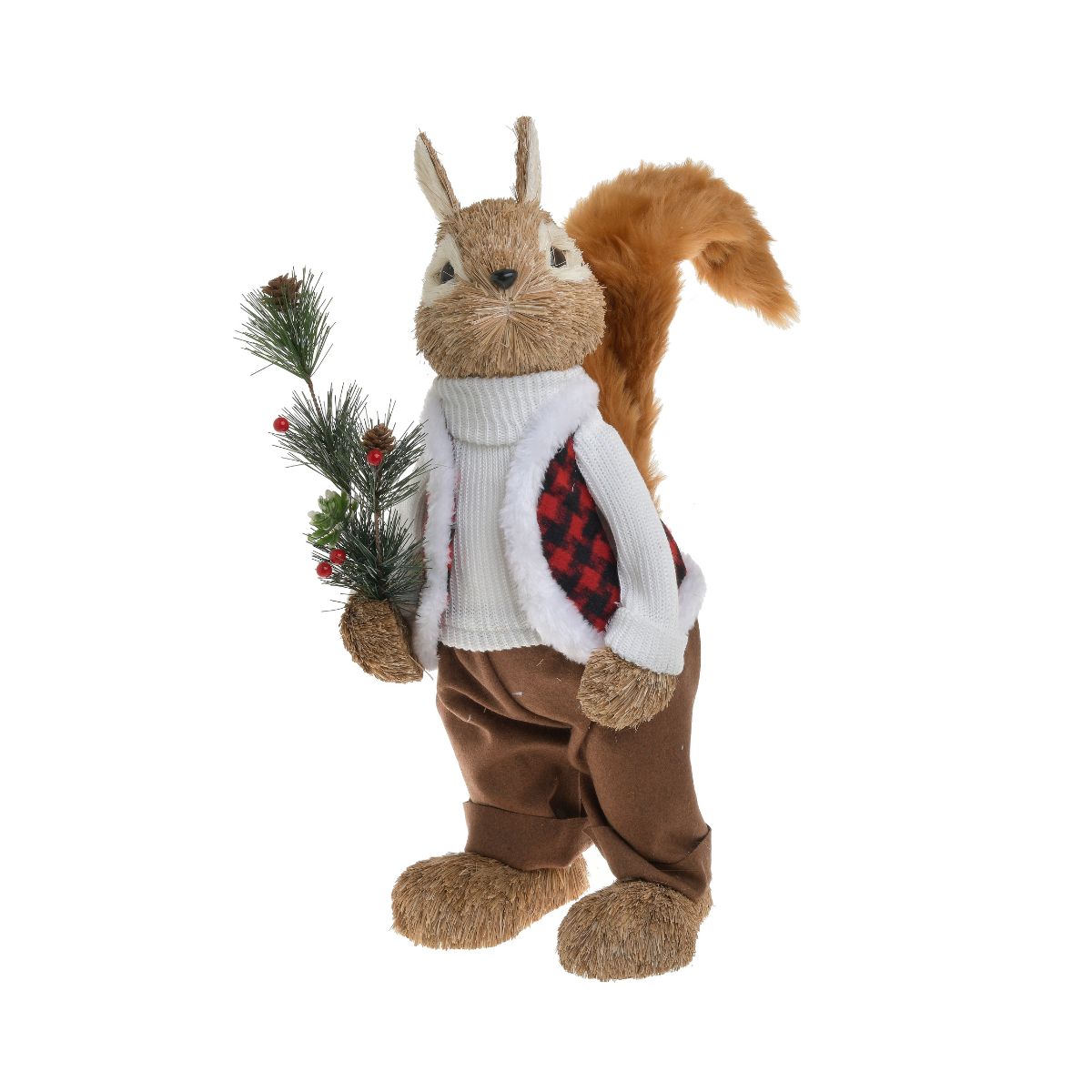 Decoratiune Craciun Veverita baiat, 22x18x72 cm, multicolor, poliuretan/textil, 1, hectarul.ro