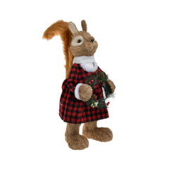 Decoratiune Craciun Veverita fetita, 22x18x72 cm, multicolor, poliuretan/textil