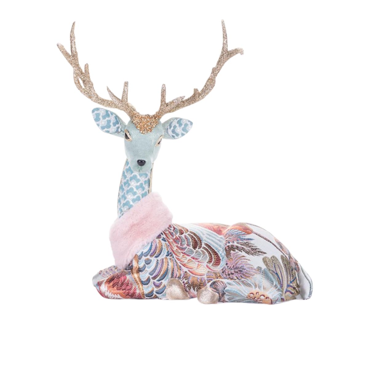 Decoratiune de Craciun, Cerb asezat albastru, 34x18x39 cm, 1, hectarul.ro