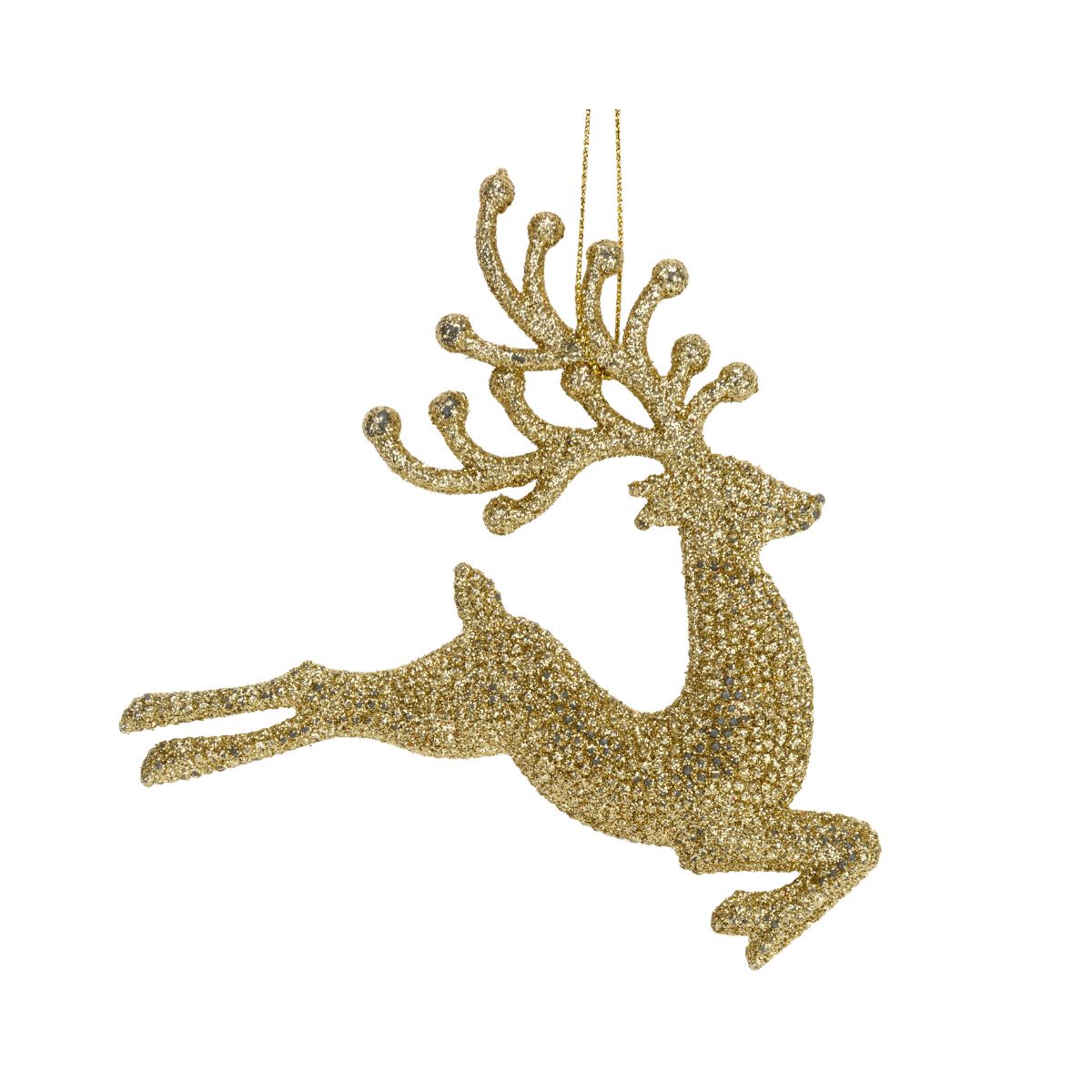 Decoratiune de Craciun cerb auriu Glitter 12x12 xcm Cosy&Trendy, 1, hectarul.ro