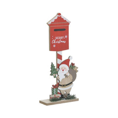 Decoratiune de Craciun, din lemn, Santa 34 cm Inart