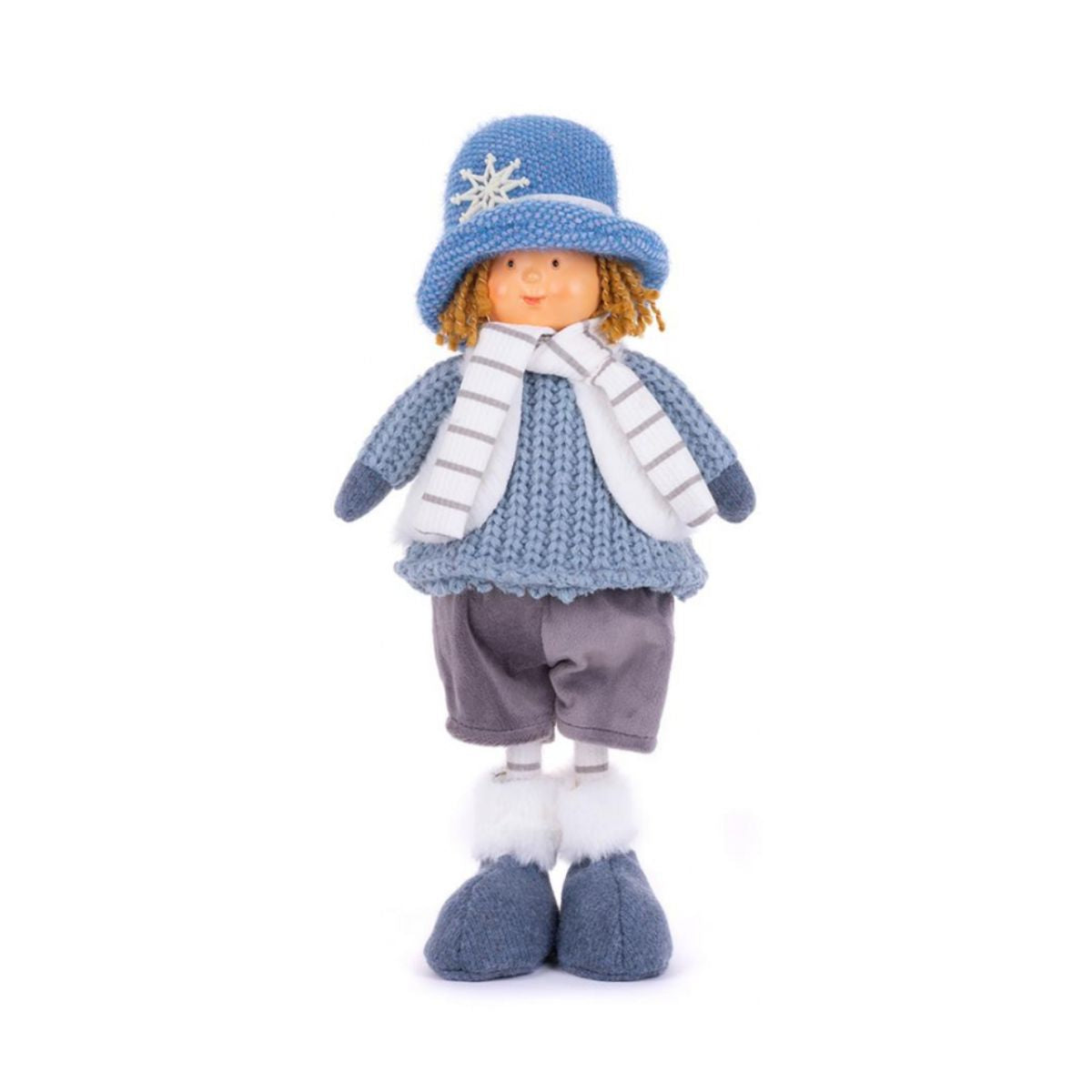 Decoratiune de Craciun MagicHome, baiat cu caciula albastra, 16x10x36 cm, 1, hectarul.ro