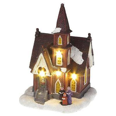 Decoratiune de Craciun MagicHome, Biserica, cu LED alb cald, 3xAA, 1, hectarul.ro