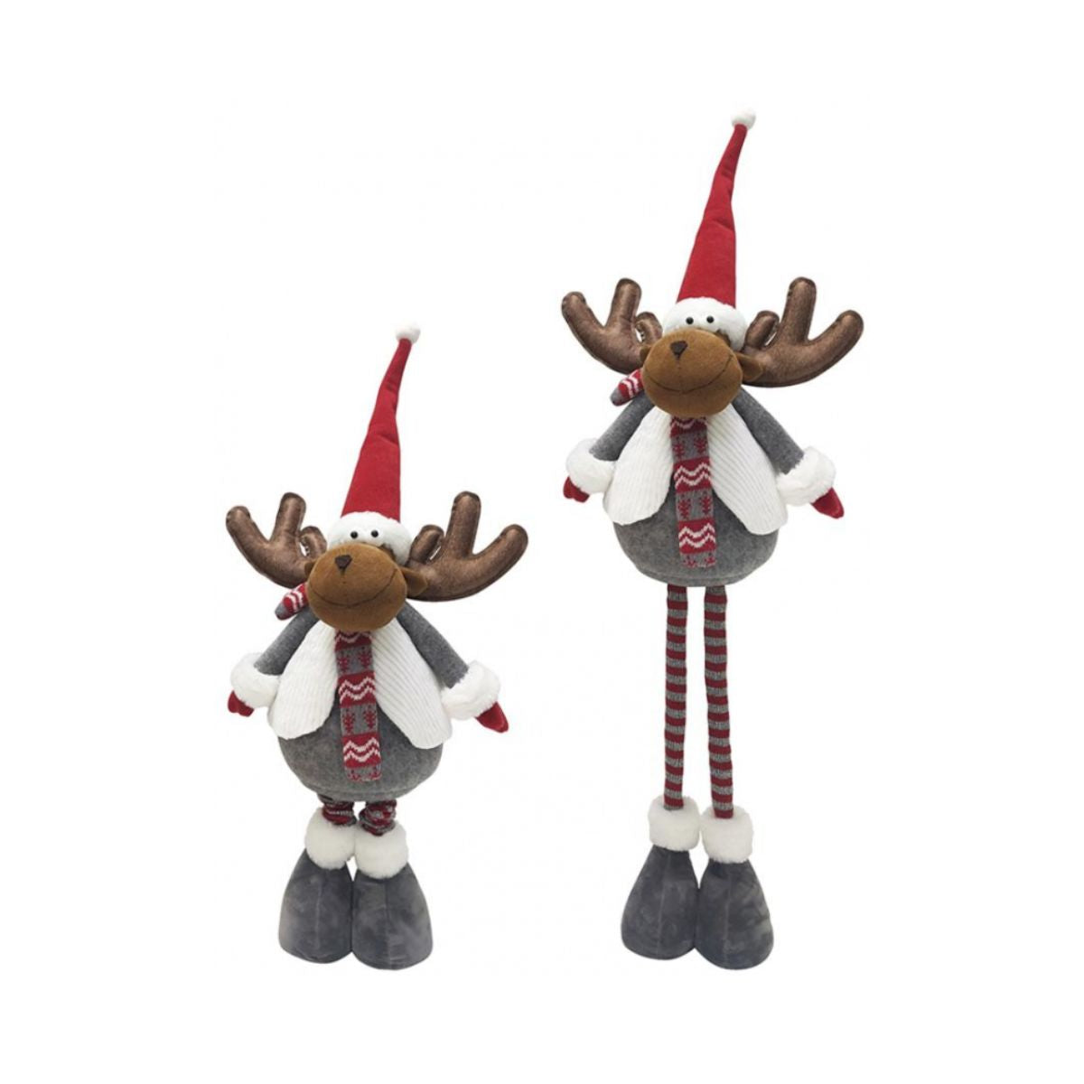 Decoratiune de Craciun MagicHome, ren gri cu picioare telescopice, 88 cm, 1, hectarul.ro