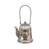 Hectarul - Decoratiune de Craciun maro/alb din polirasina Tea kettle 18 cm Inart