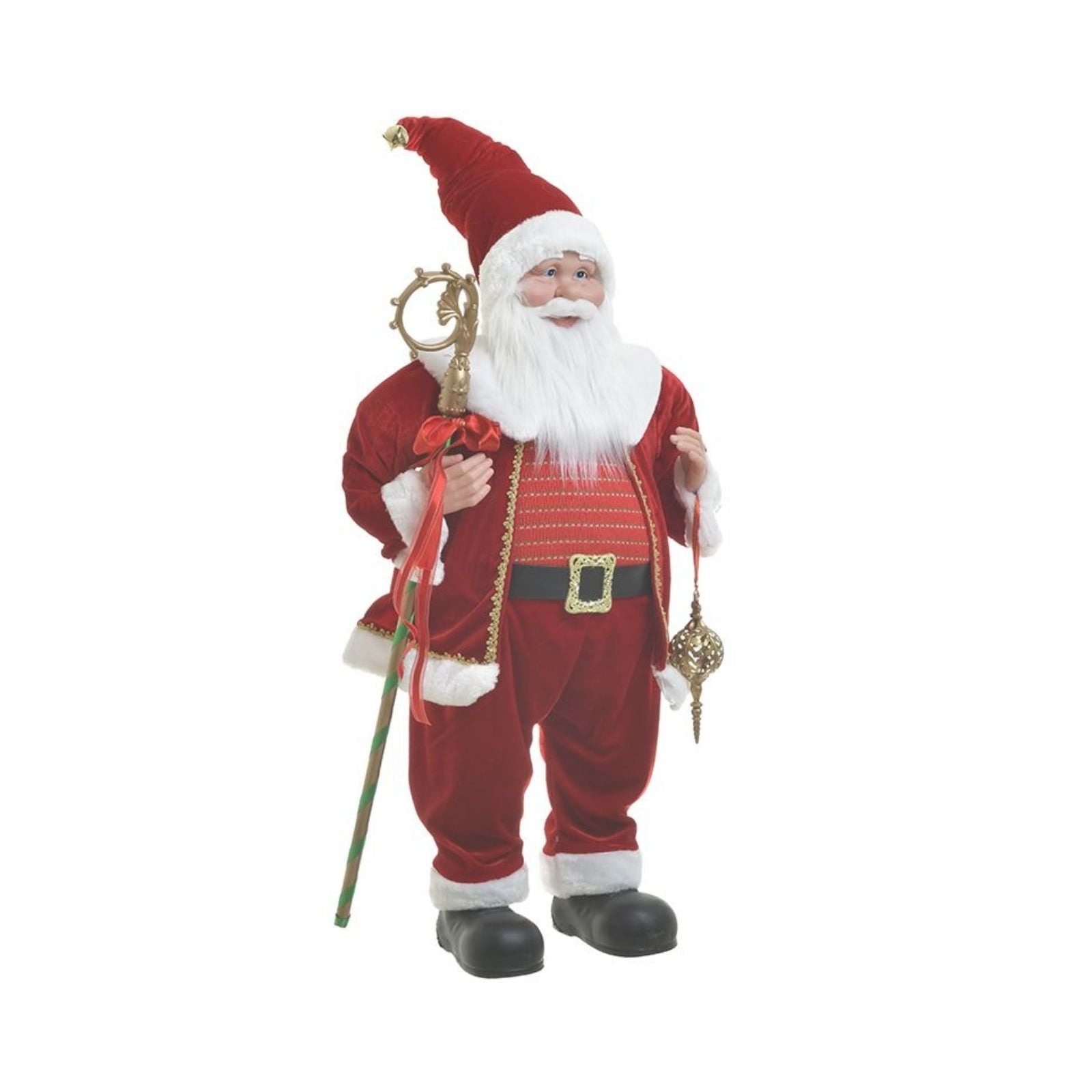 Decoratiune de Craciun rosie din textil si plastic Santa 80 cm Inart, 1, hectarul.ro