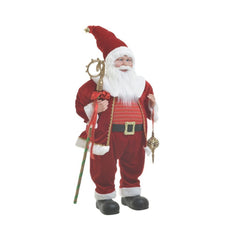 Decoratiune de Craciun rosie din textil si plastic Santa 80 cm Inart