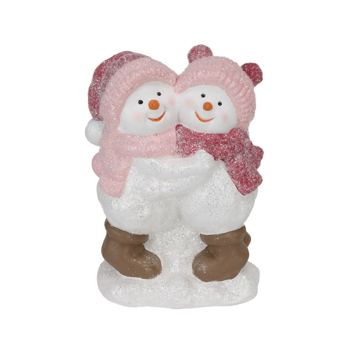Decoratiune de Craciun roz/alb 22 cm oameni de zapada Cosy&Trendy, 1, hectarul.ro