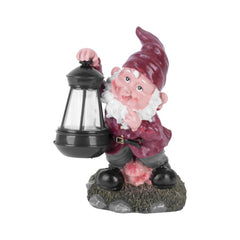 Decoratiune de gradina cu lampa solara tip pitic, Strend Pro Gecco, 17x16x27 cm, din ceramica, multicolora