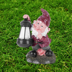 Decoratiune de gradina cu lampa solara tip pitic, Strend Pro Gecco, 17x16x27 cm, din ceramica, multicolora