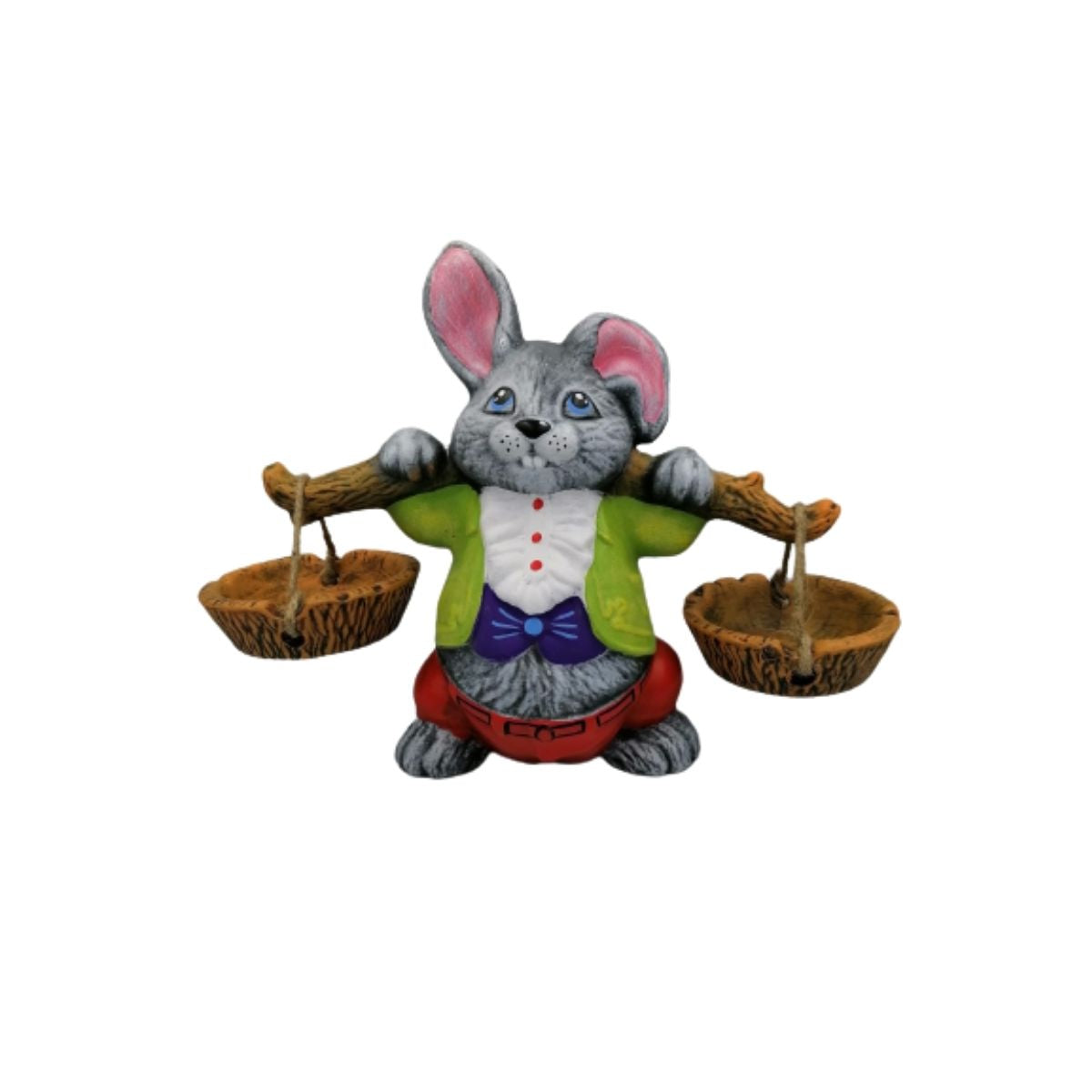 Decoratiune de gradina iepuras cu doua ghivece 1, 1, hectarul.ro