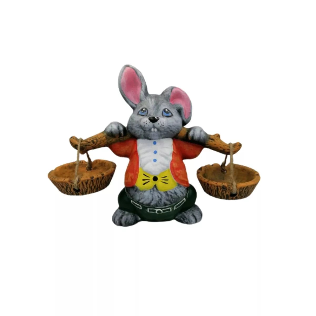 Decoratiune de gradina iepuras cu doua ghivece 2, 1, hectarul.ro