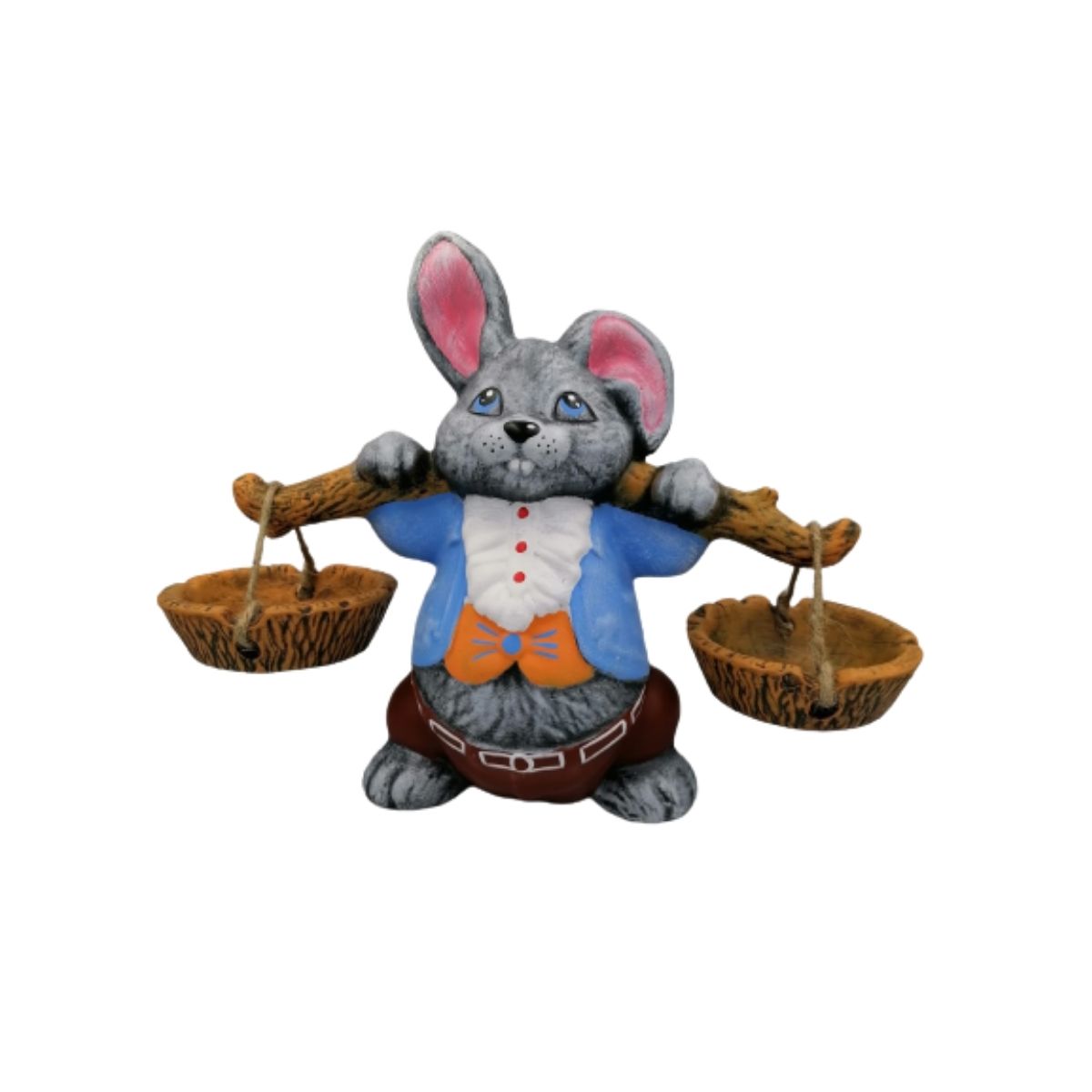 Decoratiune de gradina iepuras cu doua ghivece 4, 1, hectarul.ro