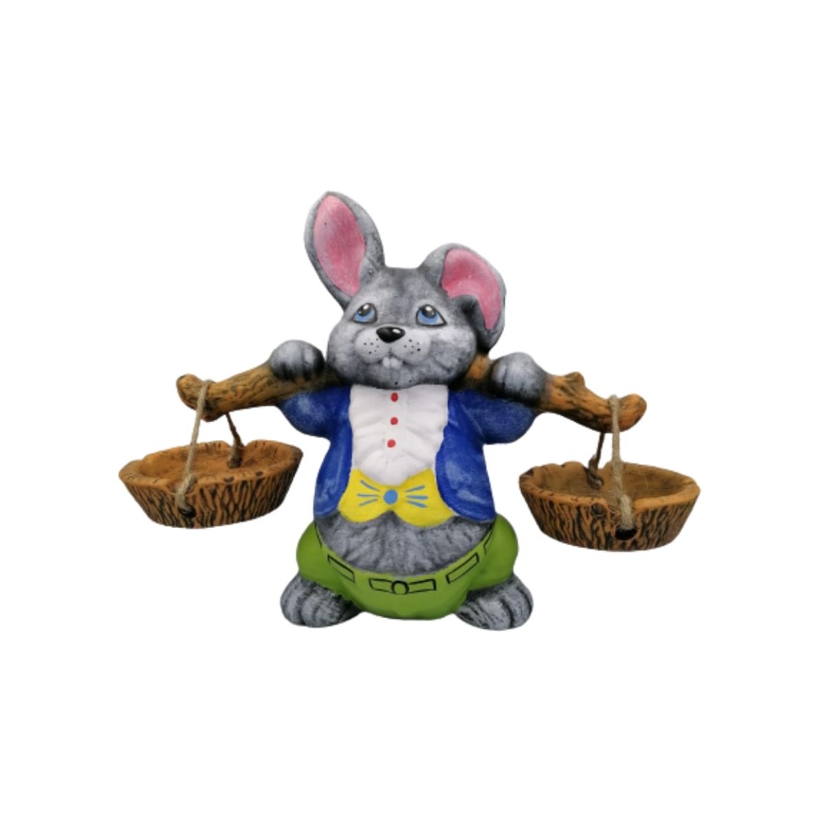 Decoratiune de gradina iepuras cu doua ghivece 6, 1, hectarul.ro