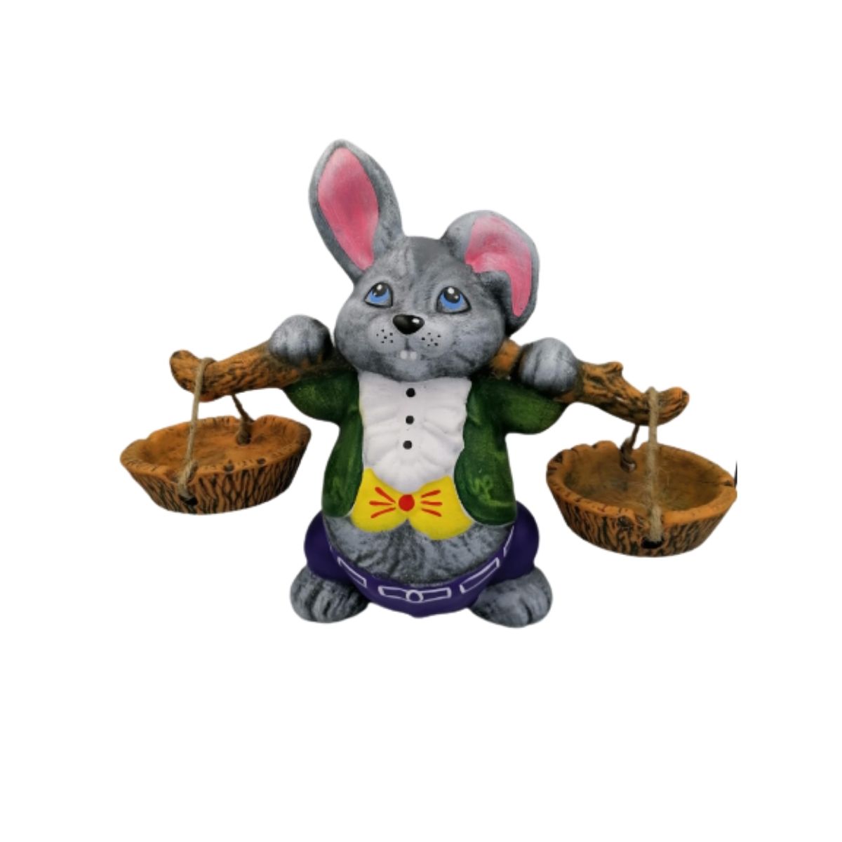 Decoratiune de gradina iepuras cu doua ghivece 7, 1, hectarul.ro