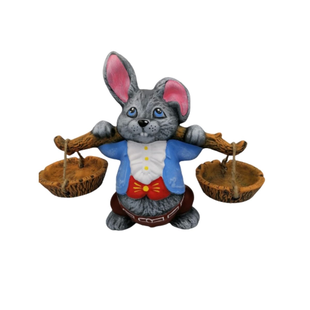 Decoratiune de gradina iepuras cu doua ghivece 8, 1, hectarul.ro