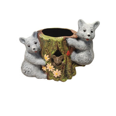 Decoratiune de gradina tip ghiveci, buturuga cu urs 30x30