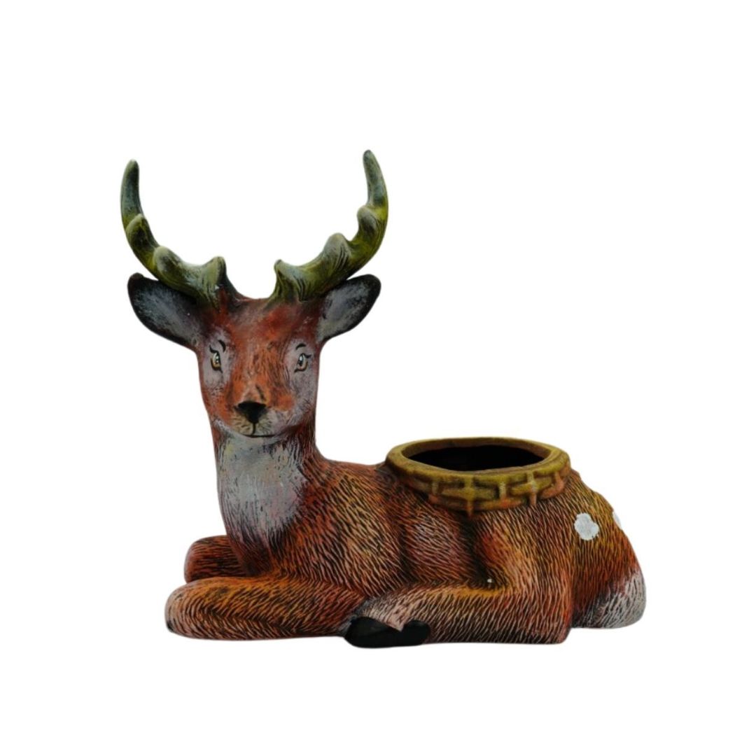 Decoratiune din ceramica Cerb cu Ghiveci Mare, 1, hectarul.ro