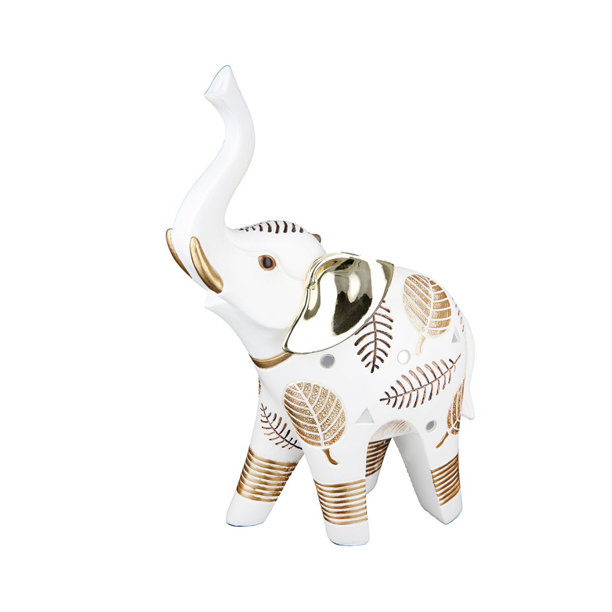 Decoratiune elefant 23 cm alb/auriu din polirasina Pagina Gilde, 1, hectarul.ro