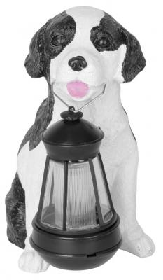 Decoratiune gradina, lampa solara, catelus cu felinar, 24x14x25 cm, 1, hectarul.ro