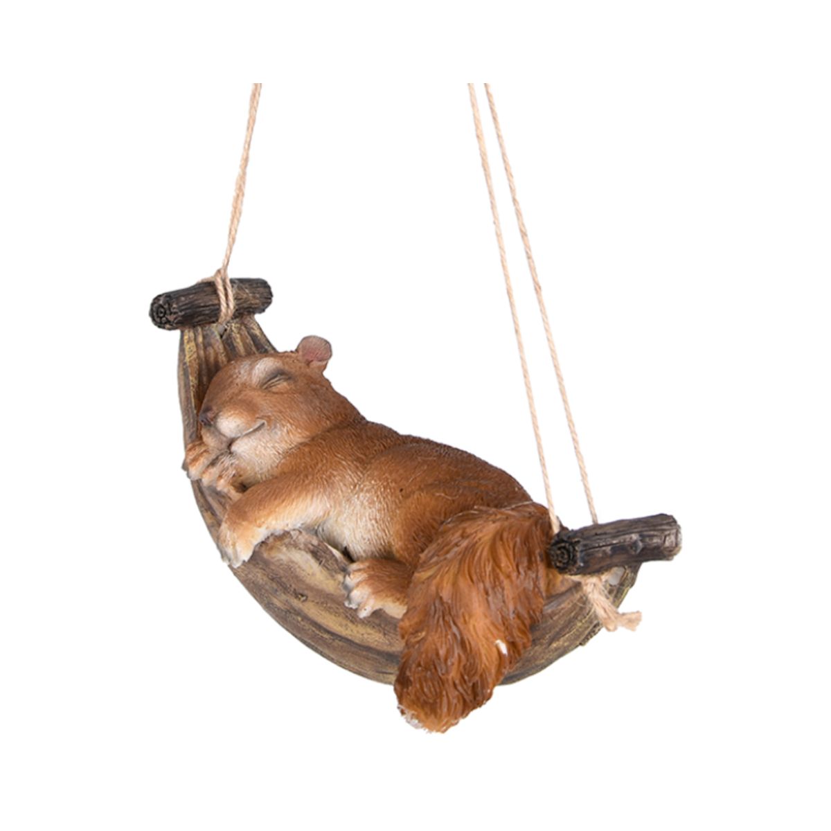 Decoratiune maro din polirasina 19 cm Veverita in hamac Esschert Design, 1, hectarul.ro