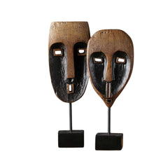 Decoratiune masca tribala maro din polirasina 42.5 cm Figurine Yazhi