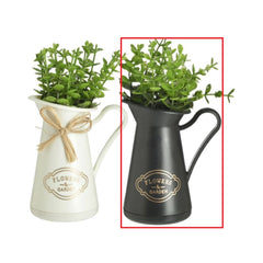 Decoratiune negru/verde din plastic design carafa cu planta Φ11Χ18 Inart