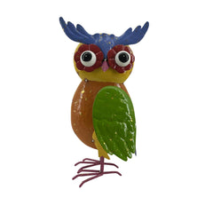 Decoratiune pentru gradina din metal vopsit muticolor Bufnita