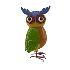 Decoratiune pentru gradina din metal vopsit muticolor Bufnita