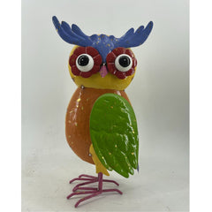 Decoratiune pentru gradina din metal vopsit muticolor Bufnita