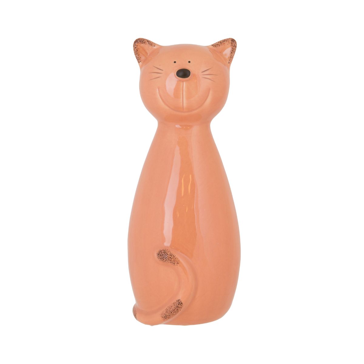 Decoratiune portocalie din ceramica 24,5 cm design pisica Cosy&Trendy, 1, hectarul.ro