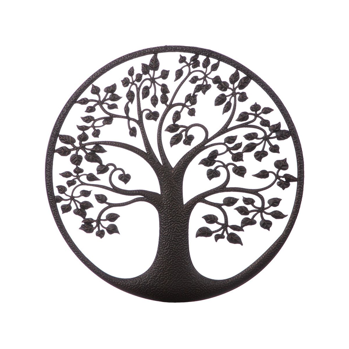 Decoratiune rotunda de perete Ø40cm, maro, din metal, Tree of Life" Gilde, 1, hectarul.ro