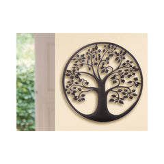 Decoratiune rotunda de perete Ø40cm, maro, din metal, Tree of Life" Gilde