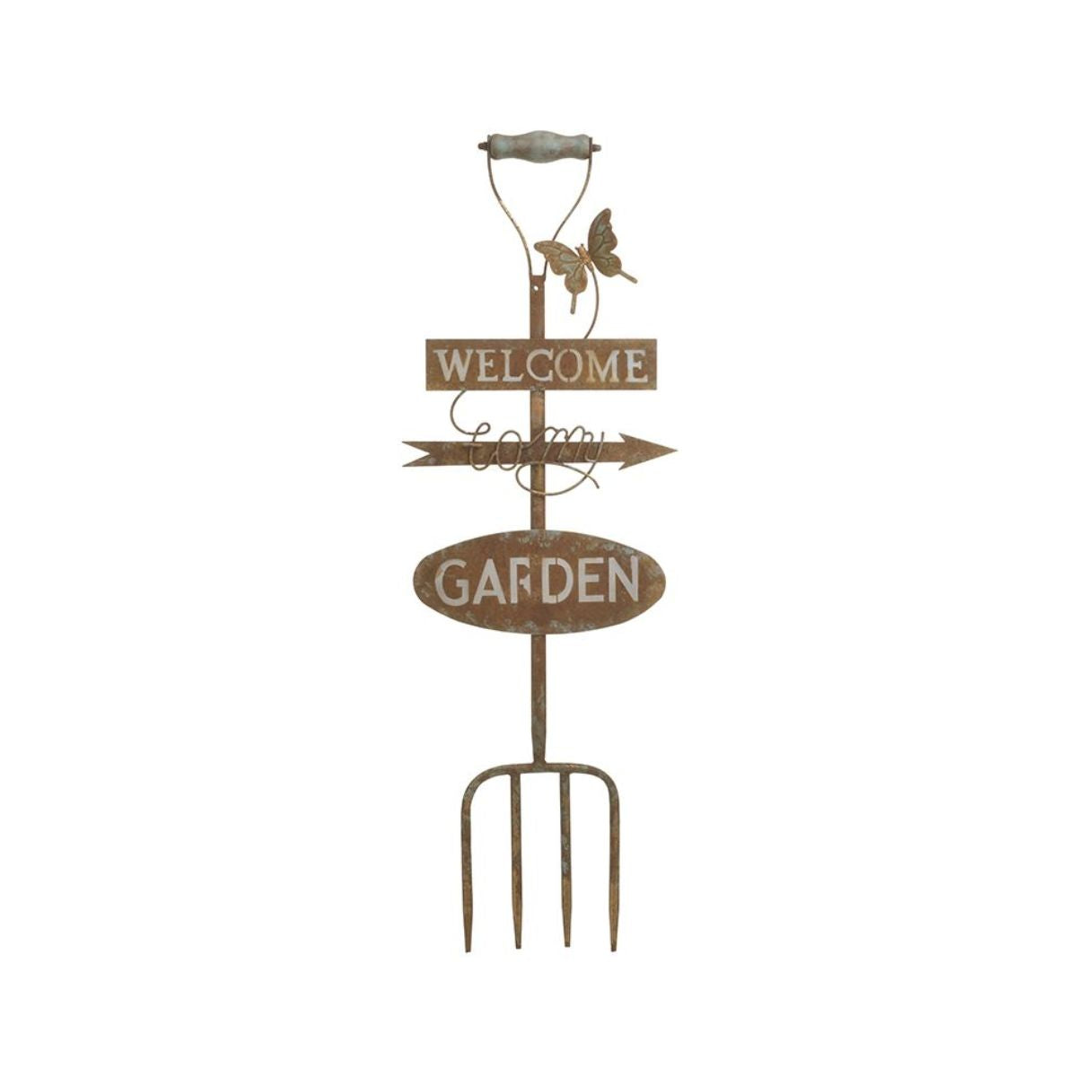 Decoratiune ruginie din metal Welcome Garden rustic Inart, 1, hectarul.ro