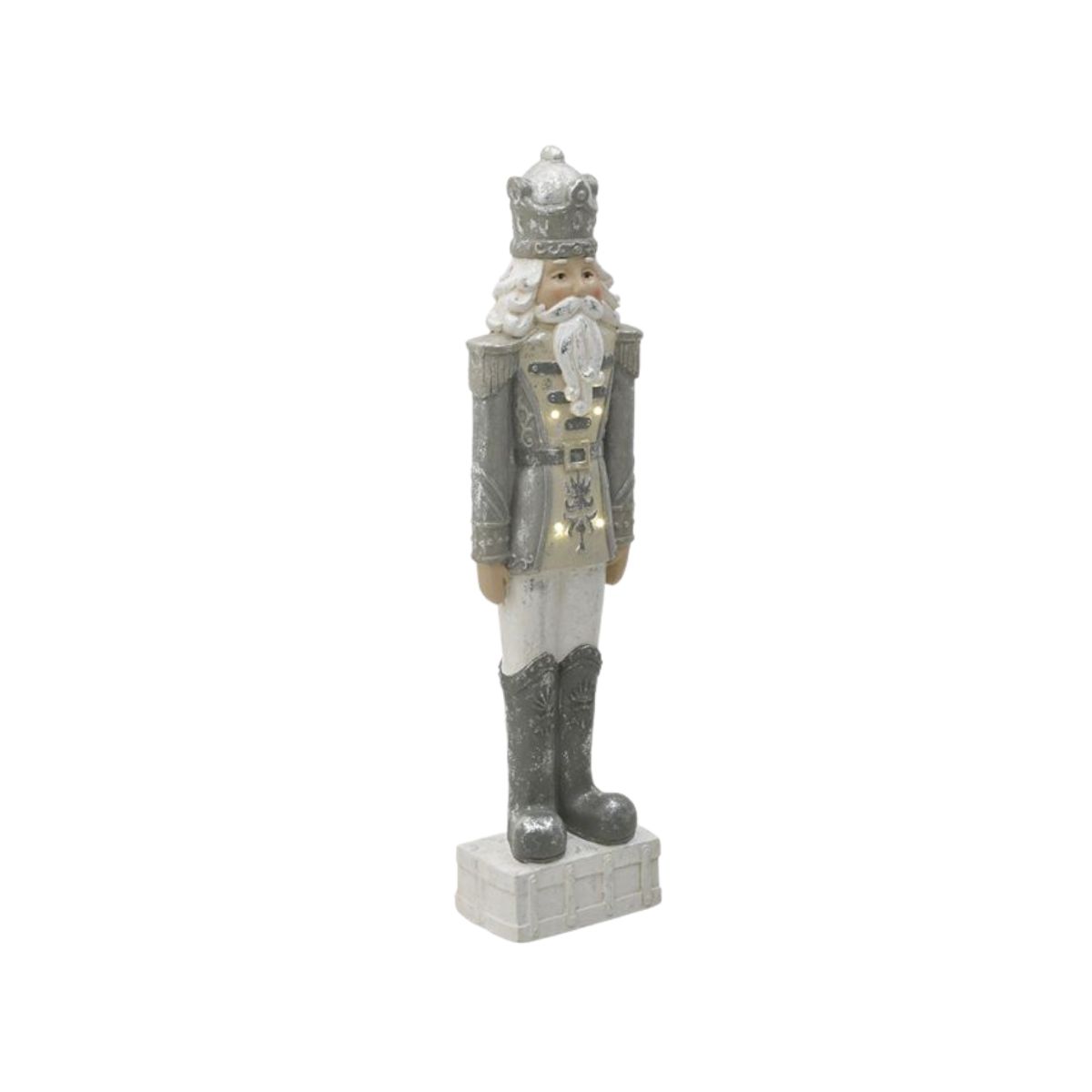 Decoratiune Soldatel cu leduri, 24/15/92 cm, alb/gri , ceramica, 1, hectarul.ro