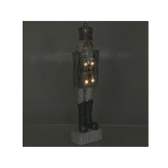 Decoratiune Soldatel cu leduri, 24/15/92 cm, alb/gri , ceramica