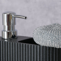 Dispenser detergent lichid cu suport burete, negru, din plastic, Jiro Boltze