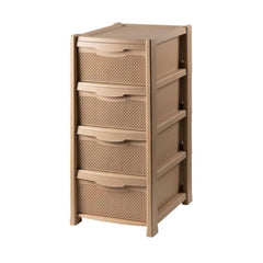 Dulap depozitare cu 4 sertare bej perlat, 40 x 48 x 90 cm din plastic