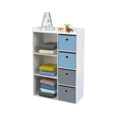 Dulapior copii din MDF si textil albastru/gri 96 cm Happy JudyWild